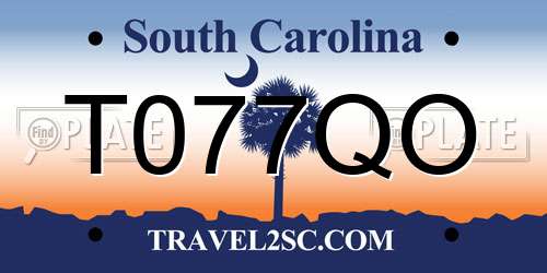 T077QO South Carolina License Plate
