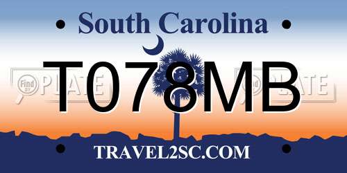 T078MB South Carolina License Plate