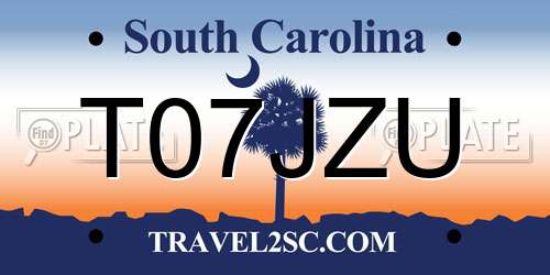 T07JZU South Carolina License Plate