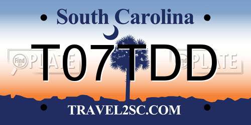 T07TDD South Carolina License Plate