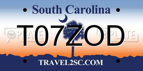 T07ZOD South Carolina License Plate