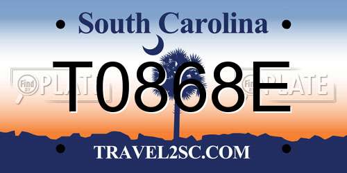 T0868E South Carolina License Plate
