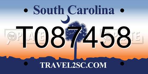 T087458 South Carolina License Plate