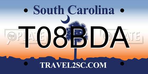 T08BDA South Carolina License Plate
