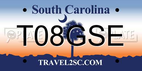 T08GSE South Carolina License Plate