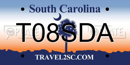 T08SDA South Carolina License Plate