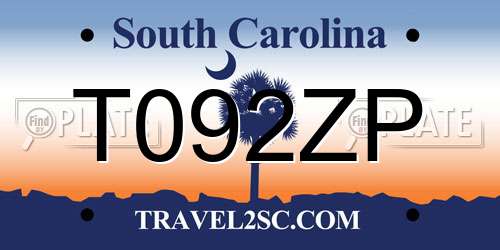 T092ZP South Carolina License Plate