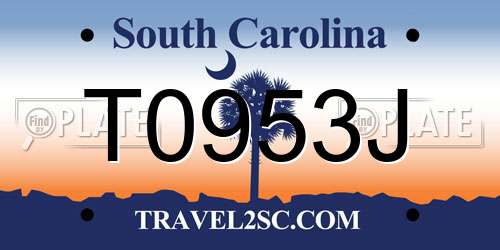 T0953J South Carolina License Plate