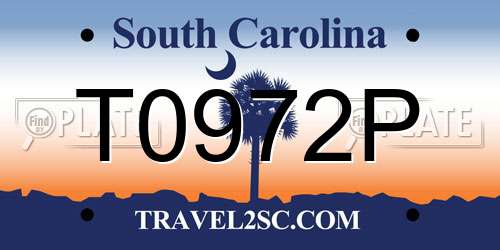 T0972P South Carolina License Plate