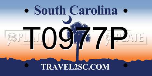 T0977P South Carolina License Plate