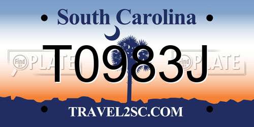 T0983J South Carolina License Plate