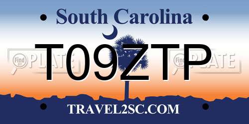 T09ZTP South Carolina License Plate
