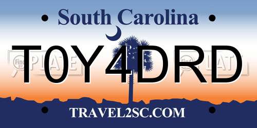 T0Y4DRD South Carolina License Plate