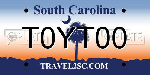 T0YT00 South Carolina License Plate