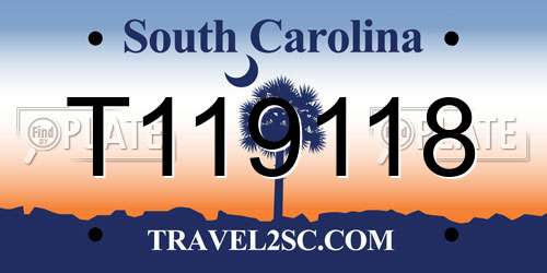 T119118 South Carolina License Plate