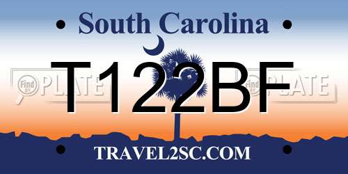 T122BF South Carolina License Plate