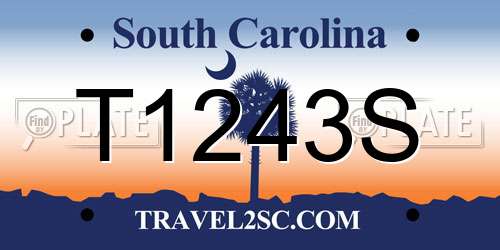 T1243S South Carolina License Plate