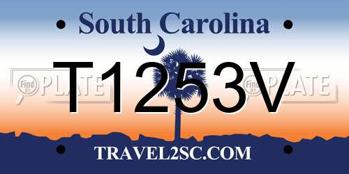 T1253V South Carolina License Plate