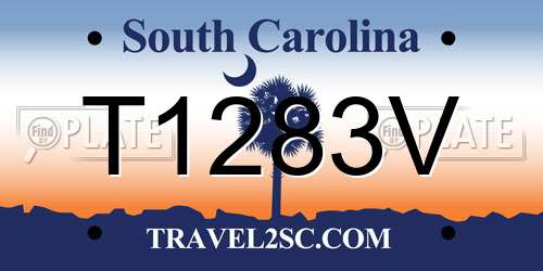 T1283V South Carolina License Plate