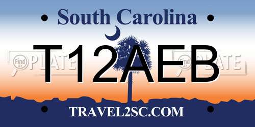 T12AEB South Carolina License Plate