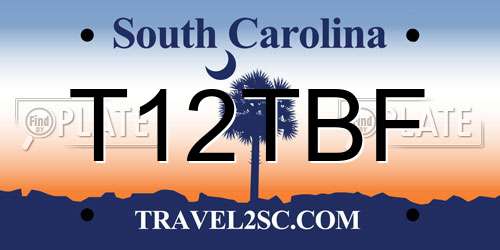 T12TBF South Carolina License Plate