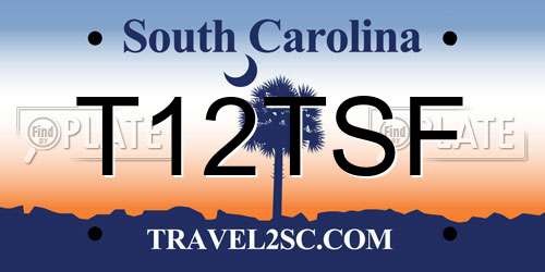 T12TSF South Carolina License Plate