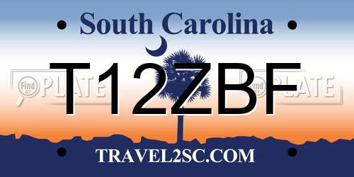 T12ZBF South Carolina License Plate