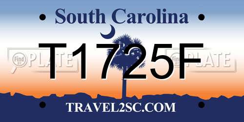 T1725F South Carolina License Plate