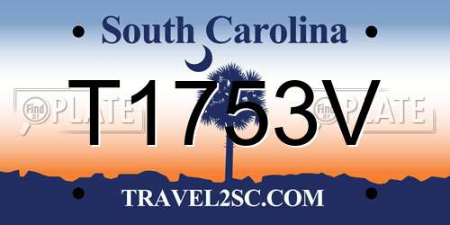 T1753V South Carolina License Plate