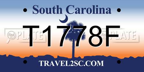 T1778F South Carolina License Plate