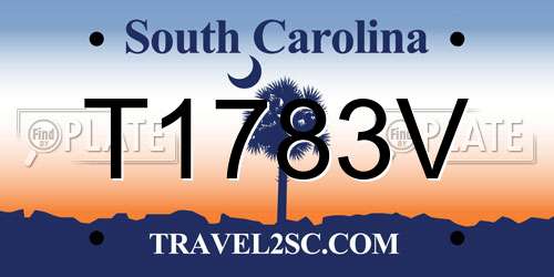 T1783V South Carolina License Plate