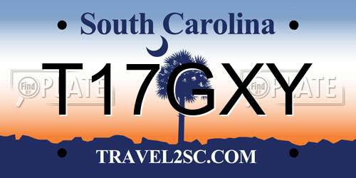 T17GXY South Carolina License Plate