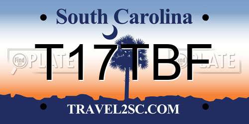 T17TBF South Carolina License Plate