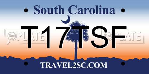 T17TSF South Carolina License Plate