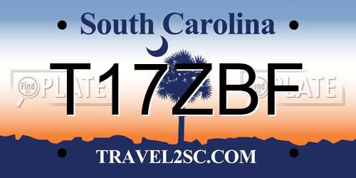 T17ZBF South Carolina License Plate