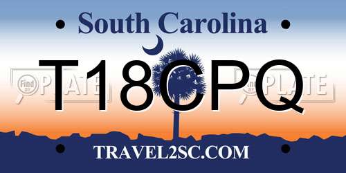 T18CPQ South Carolina License Plate