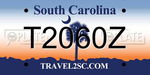 T2060Z South Carolina License Plate