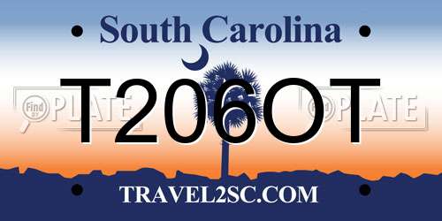 T206OT South Carolina License Plate