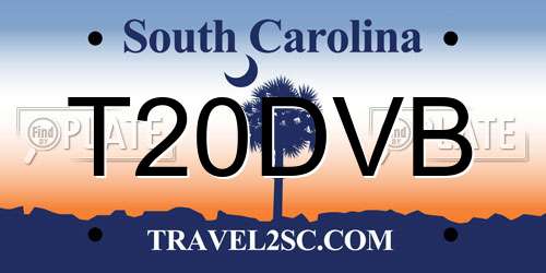 T20DVB South Carolina License Plate