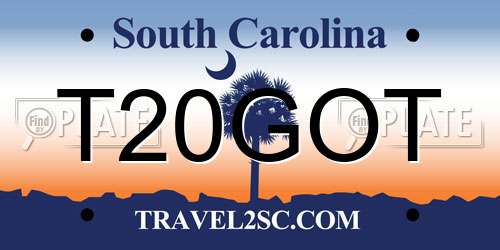 T20GOT South Carolina License Plate