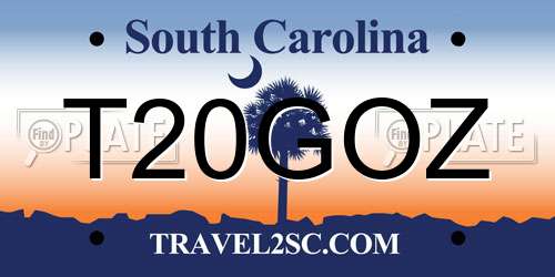 T20GOZ South Carolina License Plate