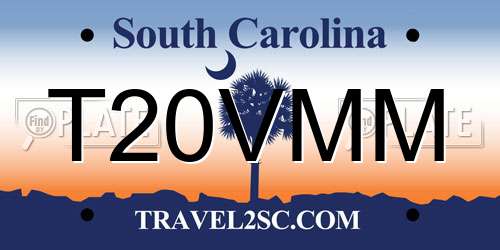 T20VMM South Carolina License Plate