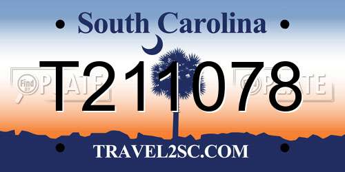 T211078 South Carolina License Plate