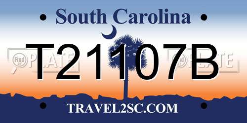 T21107B South Carolina License Plate