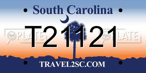 T21121 South Carolina License Plate