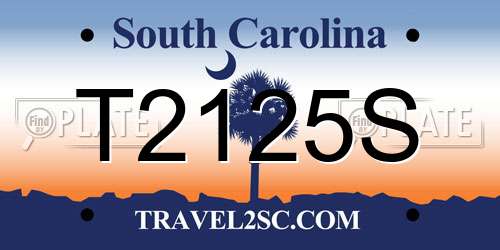 T2125S South Carolina License Plate