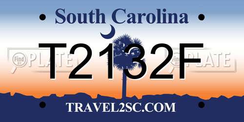 T2132F South Carolina License Plate