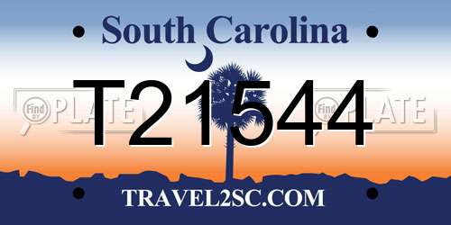 T21544 South Carolina License Plate