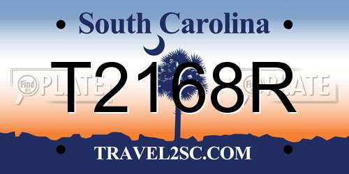 T2168R South Carolina License Plate
