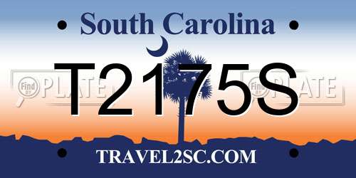 T2175S South Carolina License Plate